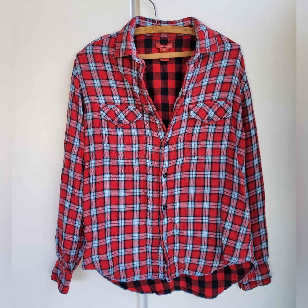 Sundance Red and Black Plaid Button Down Shirt